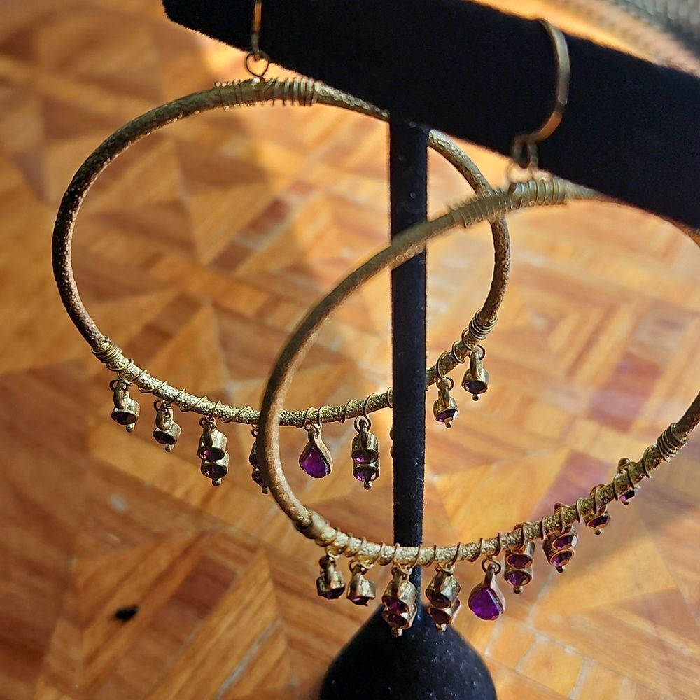 Vintage Hoop Earrings With Dangles - Picture 5 of 6